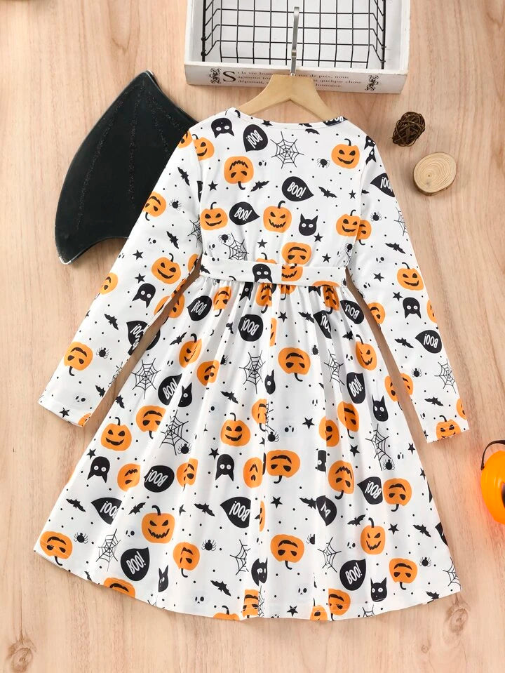 SHEIN Girls Halloween Print  Dress