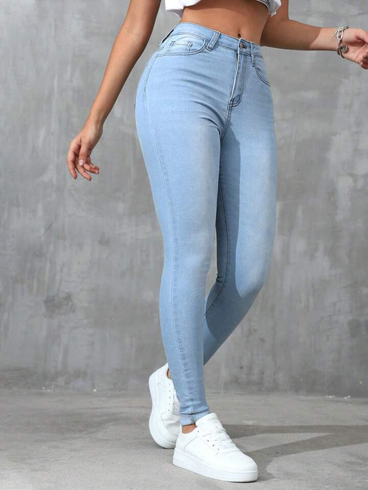 Women's Casual Skinny Jeans With Pockets,