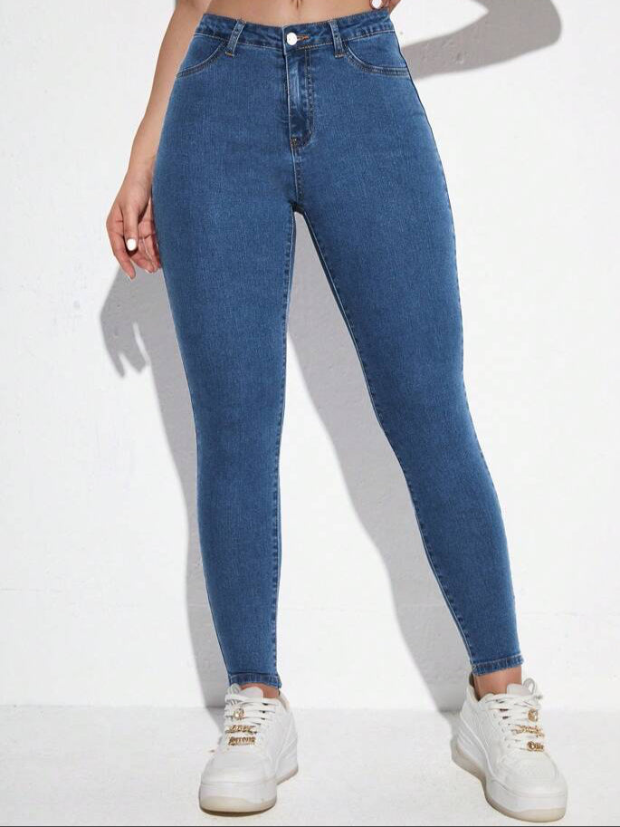 SHEIN Essnce Women's Slim Denim Trousers