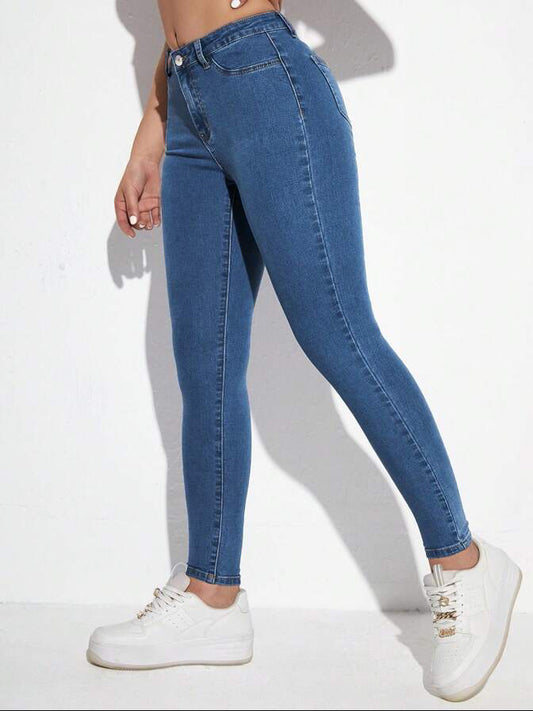 SHEIN Essnce Women's Slim Denim Trousers